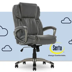 Serta® Works Ergonomic Bonded Leather High-Back Office Chair, Harvard Gray/Silver