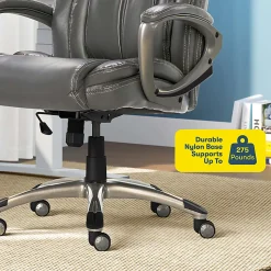 Serta® Works Ergonomic Bonded Leather High-Back Office Chair, Harvard Gray/Silver