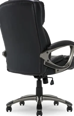 Serta® Works Ergonomic Bonded Leather High-Back Office Chair, Midnight Black/Silver