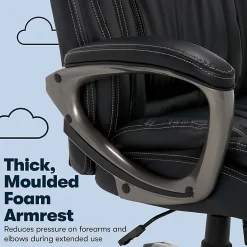 Serta® Works Ergonomic Bonded Leather High-Back Office Chair, Midnight Black/Silver