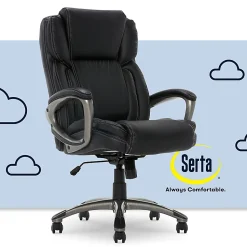 Serta® Works Ergonomic Bonded Leather High-Back Office Chair, Midnight Black/Silver