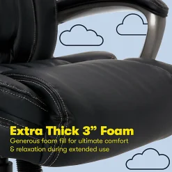 Serta® Works Ergonomic Bonded Leather High-Back Office Chair, Midnight Black/Silver