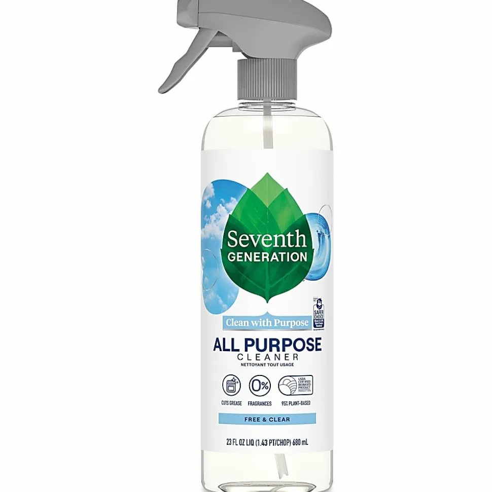 Seventh Generation All Purpose Cleaner - 23 fl oz (0.7 quart) - Fragrance-free, Dye-free, Streak-free, Non-toxic, VOC-free - Clear - 1 Each
