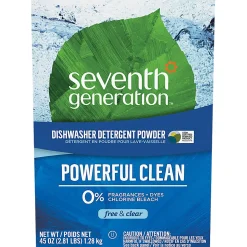 Seventh Generation Dishwasher Detergent - 45 oz (2.81 lb) - Free & Clear Scent - 12 / Carton - Clear