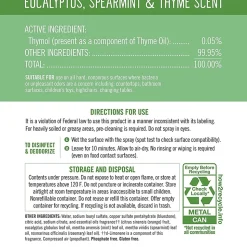 Seventh Generation Disinfectant Spray - For Day Care - 13.9 fl oz (0.4 quart) - Eucalyptus Spearmint & Thyme Scent - 22981CT