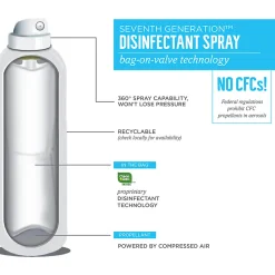 Seventh Generation Disinfectant Spray - For Day Care - 13.9 fl oz (0.4 quart) - Eucalyptus Spearmint & Thyme Scent - 22981CT
