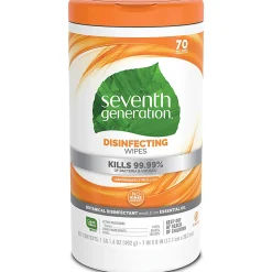 Seventh GenerationĀ® Disinfectant Wipes, Lemongrass Citrus, Container Of 70 Wipes