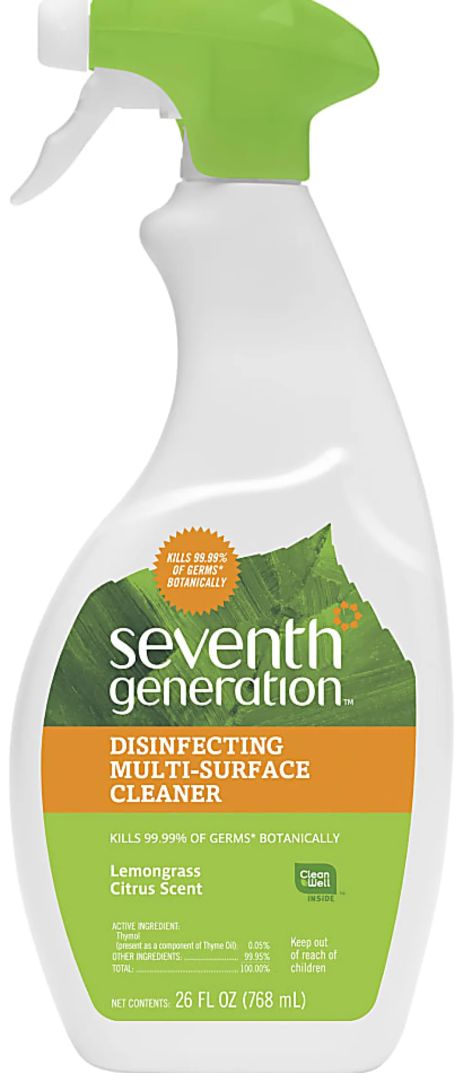 Seventh Generation™ Disinfecting Multi-Surface Spray Cleaner, Lemongrass & Thyme Scent, 26 Oz Bottle
