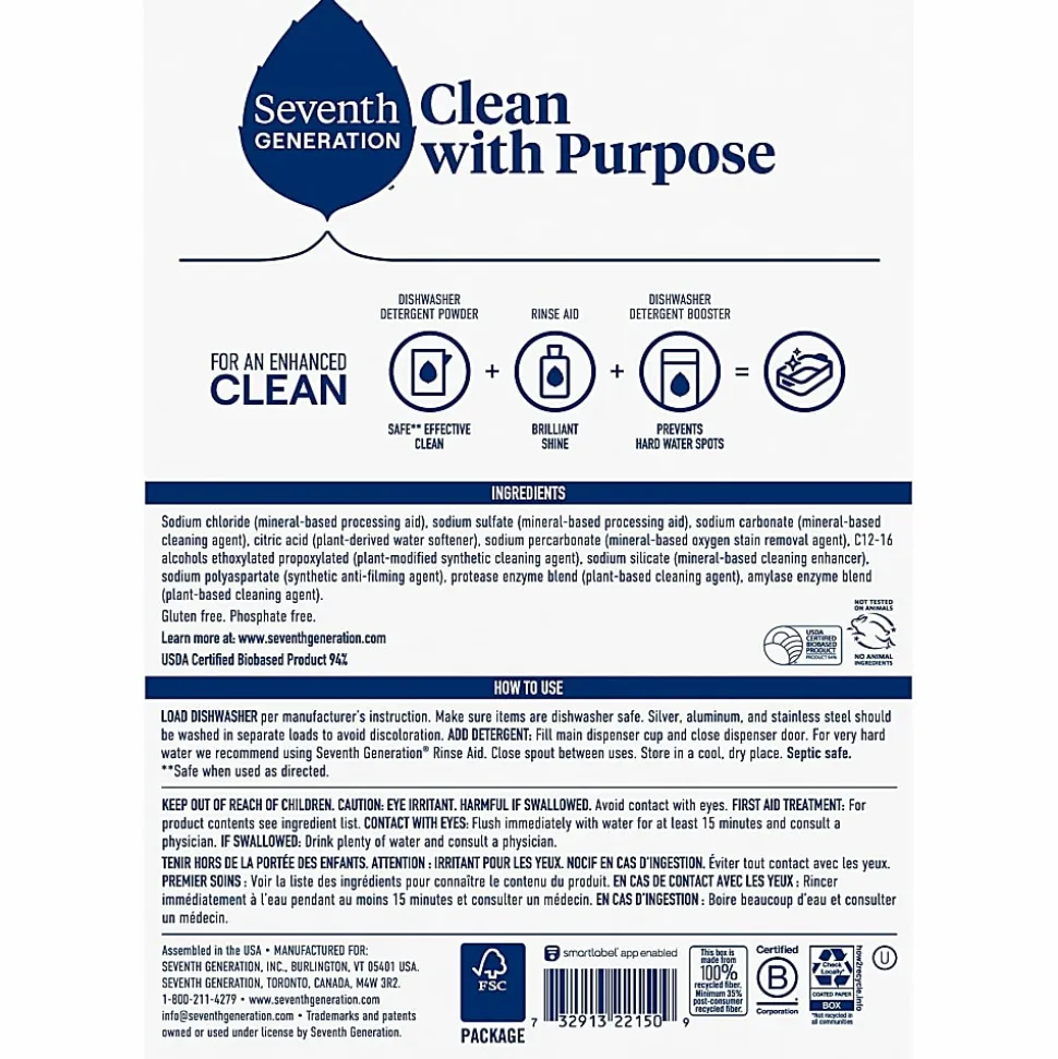 Seventh Generation™ Free & Clear Automatic Dishwasher Powder, 45 Oz Bottle