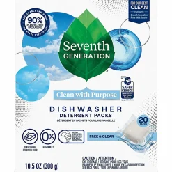 Seventh Generation Natural Dishwasher Detergent 45-Pack - For Dish - Free & Clear Scent - 20 / Pack