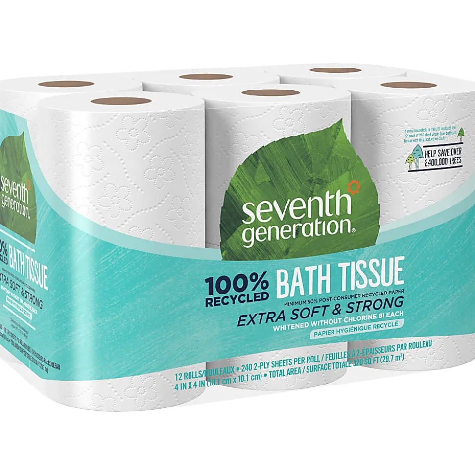 Seventh Generation® 2-Ply Toilet Paper, 100% Recycled, 240 Sheets Per Roll, Pack Of 12 Rolls