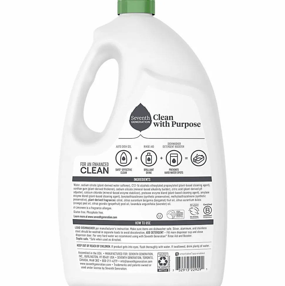 Seventh Generation™ Ultra Power Plus Dishwasher Gel, Fresh Citrus Scent, 65 Oz Bottle, Case of 6