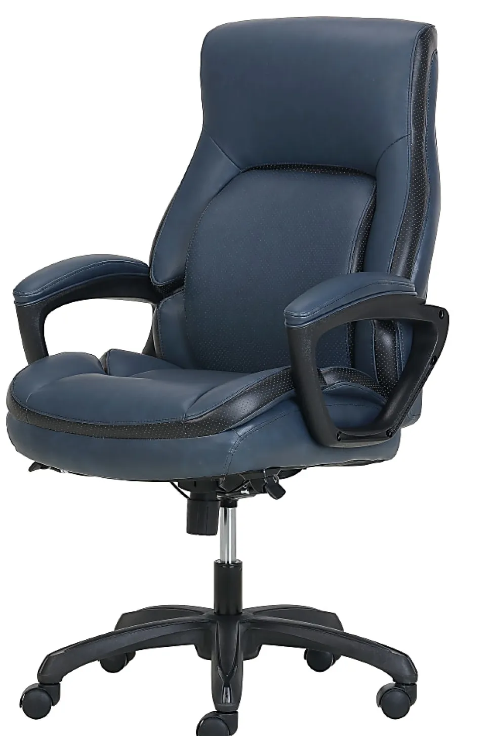 Shaquille O'Neal™ Amphion Ergonomic Bonded Leather High-Back Executive Office Chair, Navy/Black