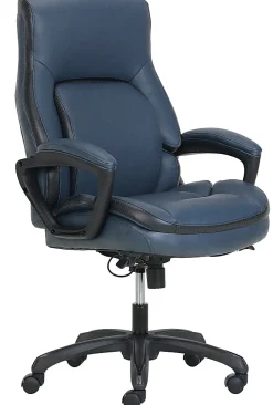Shaquille O'Neal™ Amphion Ergonomic Bonded Leather High-Back Executive Office Chair, Navy/Black
