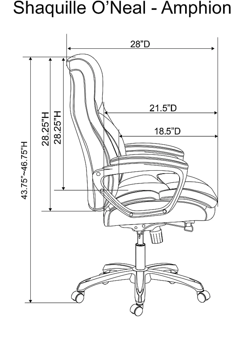 Shaquille O'Neal™ Amphion Ergonomic Bonded Leather High-Back Executive Office Chair, Navy/Black