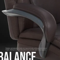 Shaquille O'Neal™ Maximos Big & Tall Ergonomic Vegan Leather High-Back Executive Office Chair, Dark Brown/Silver, BIFMA Compliant