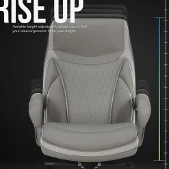 Shaquille O'Neal™ Maximos Big & Tall Ergonomic Vegan Leather High-Back Executive Office Chair, Gray/Silver, BIFMA Compliant