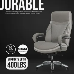 Shaquille O'Neal™ Maximos Big & Tall Ergonomic Vegan Leather High-Back Executive Office Chair, Gray/Silver, BIFMA Compliant