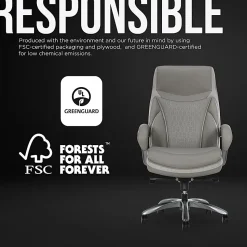 Shaquille O'Neal™ Maximos Big & Tall Ergonomic Vegan Leather High-Back Executive Office Chair, Gray/Silver, BIFMA Compliant