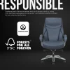 Shaquille O'Neal™ Maximos Big & Tall Ergonomic Vegan Leather High-Back Executive Office Chair, Blue/Silver, BIFMA Compliant