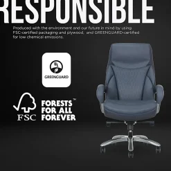 Shaquille O'Neal™ Maximos Big & Tall Ergonomic Vegan Leather High-Back Executive Office Chair, Blue/Silver, BIFMA Compliant