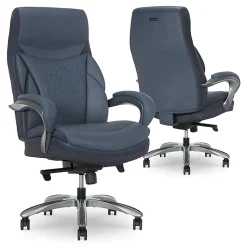Shaquille O'Neal™ Maximos Big & Tall Ergonomic Vegan Leather High-Back Executive Office Chair, Blue/Silver, BIFMA Compliant