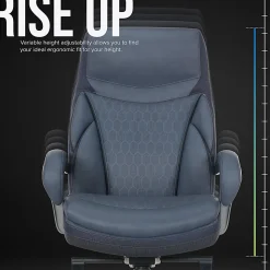 Shaquille O'Neal™ Maximos Big & Tall Ergonomic Vegan Leather High-Back Executive Office Chair, Blue/Silver, BIFMA Compliant