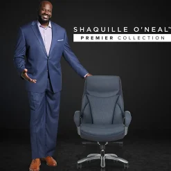 Shaquille O'Neal™ Maximos Big & Tall Ergonomic Vegan Leather High-Back Executive Office Chair, Blue/Silver, BIFMA Compliant