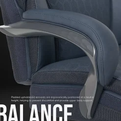 Shaquille O'Neal™ Maximos Big & Tall Ergonomic Vegan Leather High-Back Executive Office Chair, Blue/Silver, BIFMA Compliant