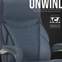 Shaquille O'Neal™ Maximos Big & Tall Ergonomic Vegan Leather High-Back Executive Office Chair, Blue/Silver, BIFMA Compliant