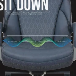 Shaquille O'Neal™ Maximos Big & Tall Ergonomic Vegan Leather High-Back Executive Office Chair, Blue/Silver, BIFMA Compliant