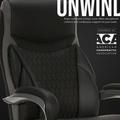 Shaquille O'Neal™ Maximos Big & Tall Ergonomic Vegan Leather High-Back Executive Office Chair, Black/Silver, BIFMA Compliant