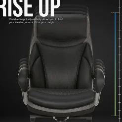 Shaquille O'Neal™ Maximos Big & Tall Ergonomic Vegan Leather High-Back Executive Office Chair, Black/Silver, BIFMA Compliant