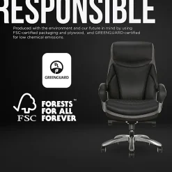 Shaquille O'Neal™ Maximos Big & Tall Ergonomic Vegan Leather High-Back Executive Office Chair, Black/Silver, BIFMA Compliant