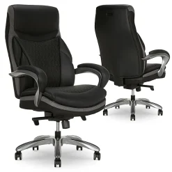 Shaquille O'Neal™ Maximos Big & Tall Ergonomic Vegan Leather High-Back Executive Office Chair, Black/Silver, BIFMA Compliant