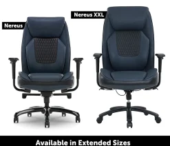 Shaquille O'Neal™ Nereus XXL Ergonomic Bonded Leather High-Back Executive Chair, Blue