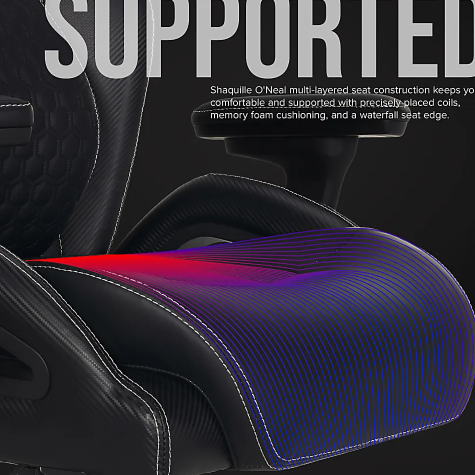 Shaquille O'Neal™ Sciron Big & Tall Ergonomic High-Back Vegan Leather Executive Gaming Office Chair, Black, BIFMA Compliant