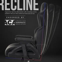 Shaquille O'Neal™ Sciron Big & Tall Ergonomic High-Back Vegan Leather Executive Gaming Office Chair, Black, BIFMA Compliant