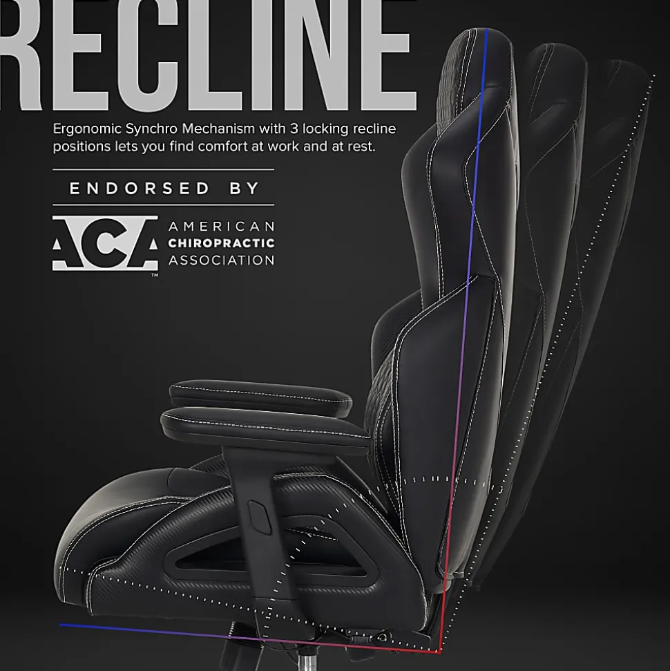 Shaquille O'Neal™ Sciron Big & Tall Ergonomic High-Back Vegan Leather Executive Gaming Office Chair, Black, BIFMA Compliant