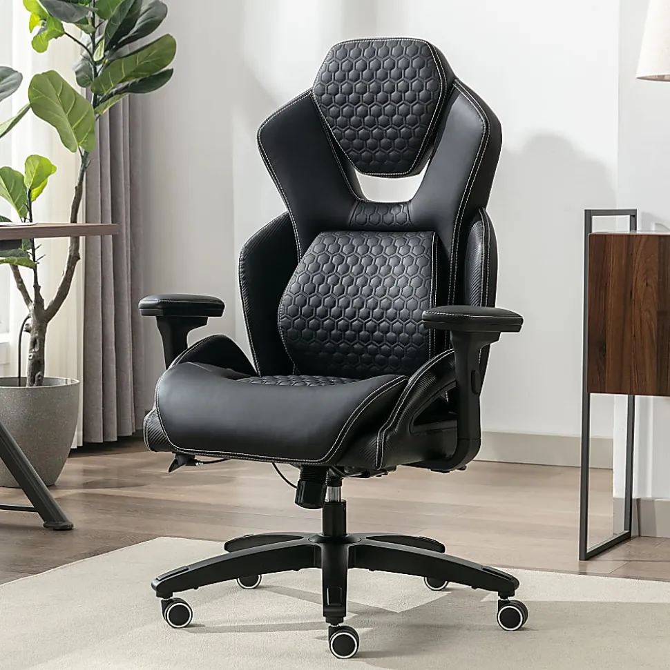 Shaquille O'Neal™ Sciron Big & Tall Ergonomic High-Back Vegan Leather Executive Gaming Office Chair, Black, BIFMA Compliant