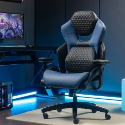 Shaquille O’Neal™ Sciron Big & Tall Ergonomic High-Back Vegan Leather Executive Gaming Office Chair, Black/Blue