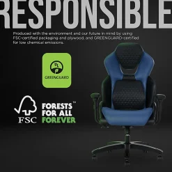 Shaquille O’Neal™ Sciron Big & Tall Ergonomic High-Back Vegan Leather Executive Gaming Office Chair, Black/Blue