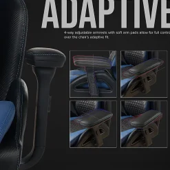 Shaquille O’Neal™ Sciron Big & Tall Ergonomic High-Back Vegan Leather Executive Gaming Office Chair, Black/Blue