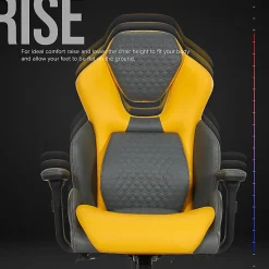 Shaquille O’Neal™ Sciron Big & Tall Ergonomic High-Back Vegan Leather Executive Gaming Office Chair, Gray/Yellow