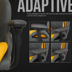 Shaquille O’Neal™ Sciron Big & Tall Ergonomic High-Back Vegan Leather Executive Gaming Office Chair, Gray/Yellow