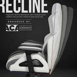 Shaquille O'Neal™ Sciron Big & Tall Ergonomic High-Back Vegan Leather Executive Gaming Office Chair, White/Gray, BIFMA Compliant