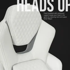 Shaquille O'Neal™ Sciron Big & Tall Ergonomic High-Back Vegan Leather Executive Gaming Office Chair, White/Gray, BIFMA Compliant