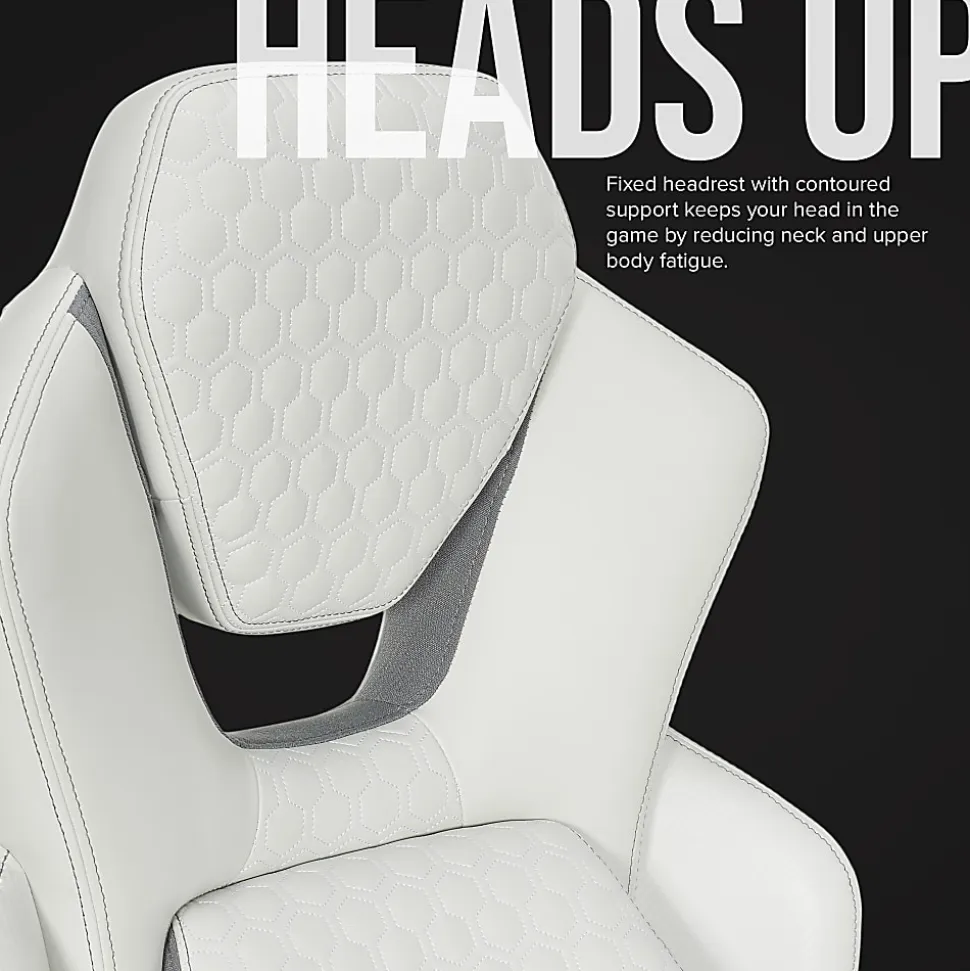 Shaquille O'Neal™ Sciron Big & Tall Ergonomic High-Back Vegan Leather Executive Gaming Office Chair, White/Gray, BIFMA Compliant