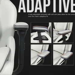 Shaquille O'Neal™ Sciron Big & Tall Ergonomic High-Back Vegan Leather Executive Gaming Office Chair, White/Gray, BIFMA Compliant