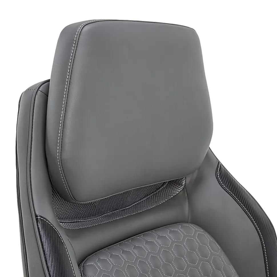 Shaquille O'Neal™ Zephyrus Ergonomic Bonded Leather High-Back Executive Office Chair, Gray